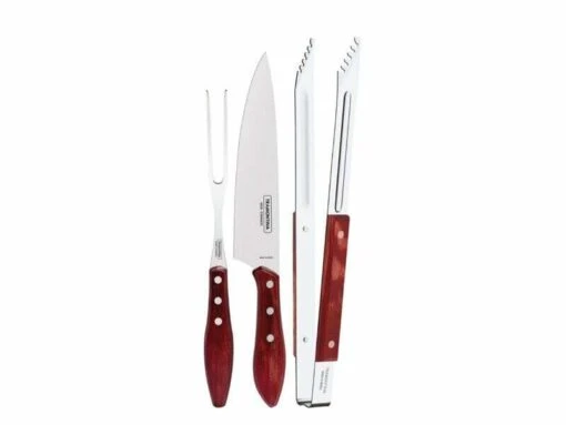 Tramontina Churrasco 3-Piece BBQ Set (Fork, Knife, Tweezers), Red 29899/264 -Victorinox Verkaufsgeschäft 523d54b8c0856857468574da8e47fedb